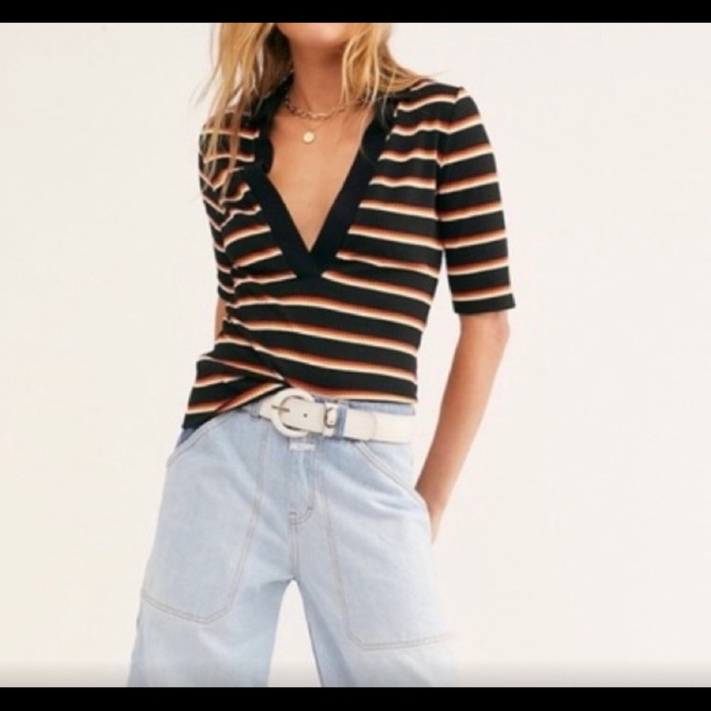 Free People Donna Striped Tee